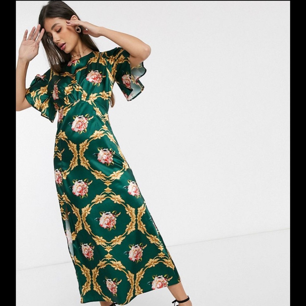 Floral Flutter Sleeve Midiaxi Dress 6 Tall